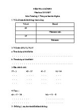 Đề kiểm tra cuối học kì I Toán lớp 2 (Có đáp án) - Năm học 2016-2017